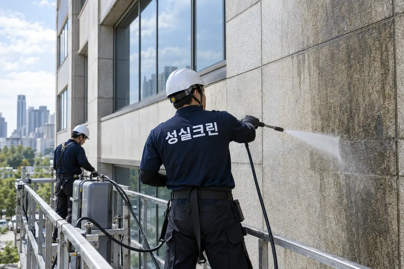 성실크린 이천시 건물외벽청소 현장