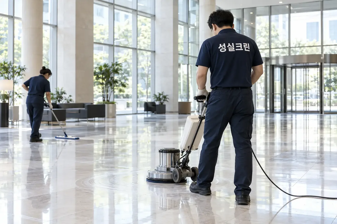 성실크린 이천시 바닥왁스코팅 현장