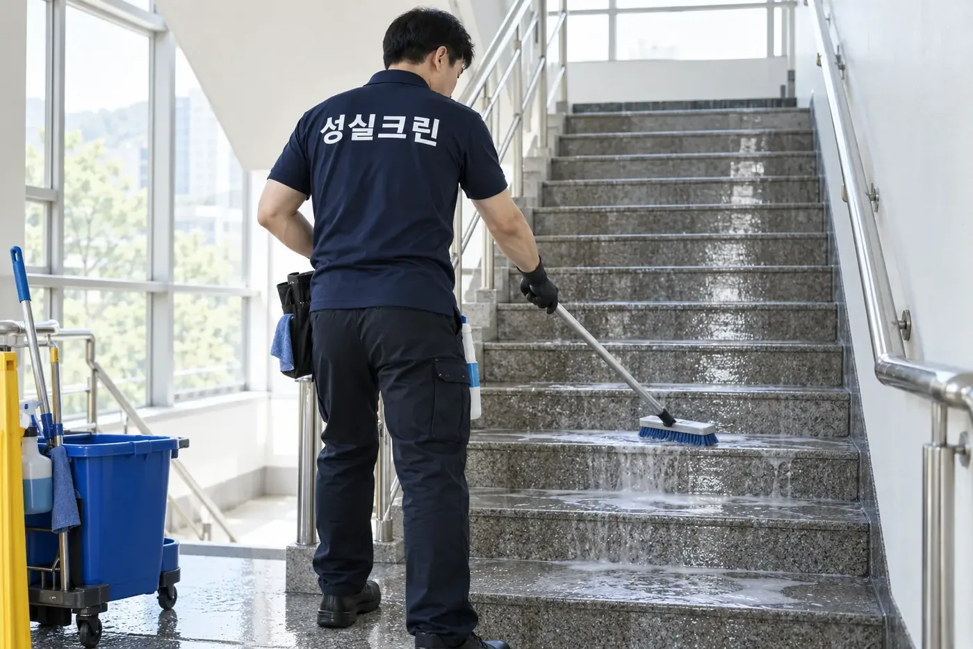 성실크린 마포구 계단청소 현장