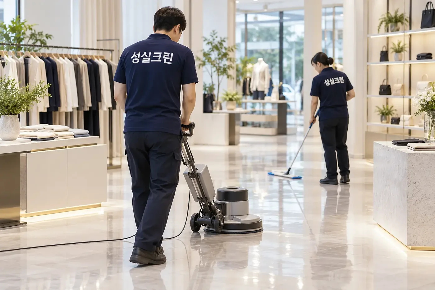 성실크린 안산시 매장청소 현장